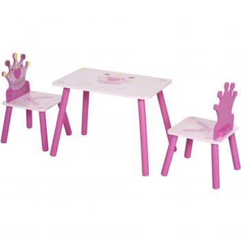 Conjunto Mesa y 2 Sillas Infantiles Madera Princesa