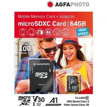 Scheda microSDXC AGFAPHOTO 64 GB Class 10 UHS‑I U3 V30