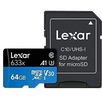 Lexar Scheda microSDXC 64 GB UHS-I ad alte prestazioni, 633 x U3, 100 MB/s