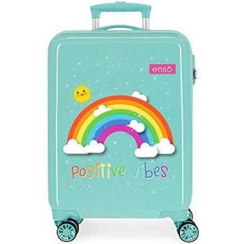 Enso Arcoiris Positive Vives Maleta de Cabina Azul 38x55x20 cms Rígida ABS Cierre combinación 35L 2,3Kgs 4 Ruedas Equipaje de Mano