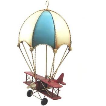 Signes Grimalt ORIGEN Home Decor Avion Paracaidas Vintage | Figura Decorativa Metal Azul 31x18x17cm 33139