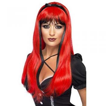 Parrucca rossa da vampiro con stoppino nero