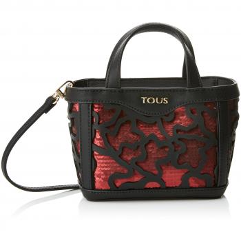 Tous Capazo Mini Kaos Shock de Lona, Bolso Bandolera para Mujer, Rojo (Burdeos), 7x12x15 cm (W x H x L)