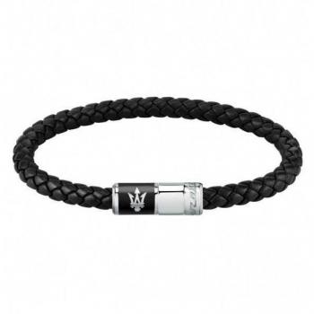 Maserati Jewels Pulsera Hombre Acero y Cuero Reciclado