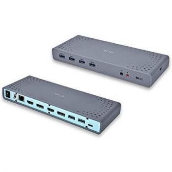I-tec CADUAL4KDOCKUK Replicatore di porte e docking station per notebook con cavo USB 3.0 Type-C Nero, Turchese