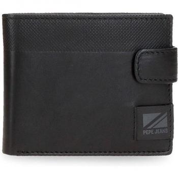 Cartera vertical de piel Pepe Jeans Topper Negro con cierre de click