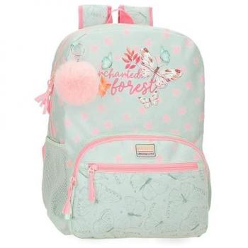 Mochila escolar Movom Enchanted Forest 42 cm, adaptable a carro, pompones