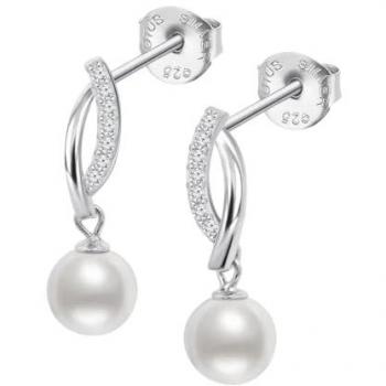 Pendientes Lotus de Plata con Perlas Sintéticas