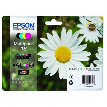 Epson Margherita Claria Home Serie 18, Cartucce per Stampante Getto d'Inchiostro, Multipack 4 Colori, Nero, Ciano, Magenta, Giallo, Formato Standard, Stampe fino a 180 Pagine