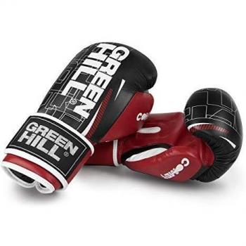 GREEN HILL Comet Guanti da Boxe Guantoni da Sparring Pugilato Unisex – Adulto (Nero/Rosso, 16 oz)