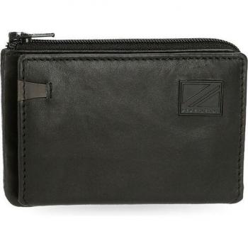 Pepe Jeans Monedero Tarjetero de piel Marshal Negro