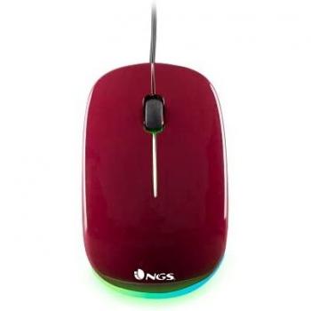 NGS Addict Maroon Mouse Ottico 1000dpi con Cavo USB, Mouse per Computer o Laptop con 2 Pulsanti e Luci LED, Ergonomia Destrosi, Marrone