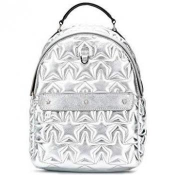 Mochila Furla Favola Pespunteada Metálica Plata