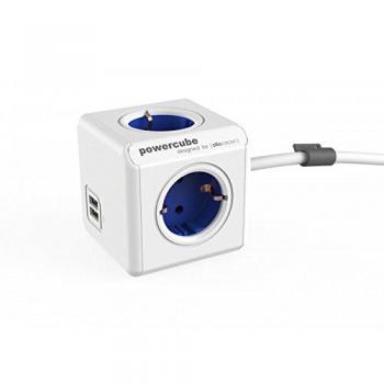 Allocacoc PowerCube extended USB Enchufe regleta Blanco/Azul