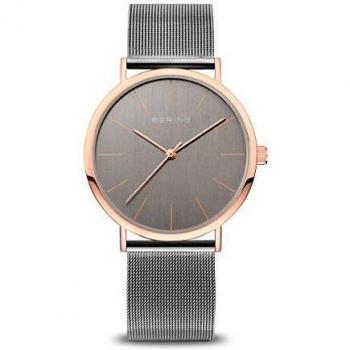 BERING Mujer Análoga Cuarzo Reloj de pulsera de colección con Acero inoxidable Pulsera y Cristal de zafiro, Gris/Rosa