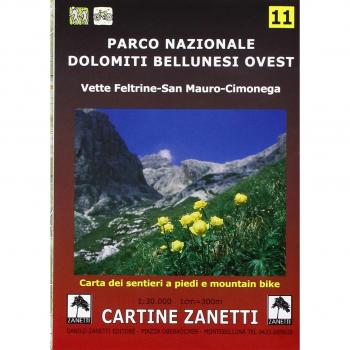 Parco Nazionale Dolomiti Bellunesi ovest. Vette Feltrine, San Mauro, Cimonega 1:30.000