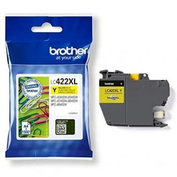 Brother LC422XLY Cartuccia Inkjet Originale, fino a 1500 Pagine, per Stampanti Mfcj5340Dw, Mfcj5740Dw, Mfcj6540Dw, Mfcj6940Dw, Giallo