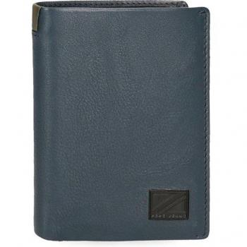 Pepe Jeans. Cartera de piel Marshal vertical con monedero Azul marino