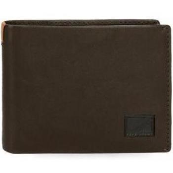 Pepe Jeans. Cartera de piel Marshal con tarjetero Marrón