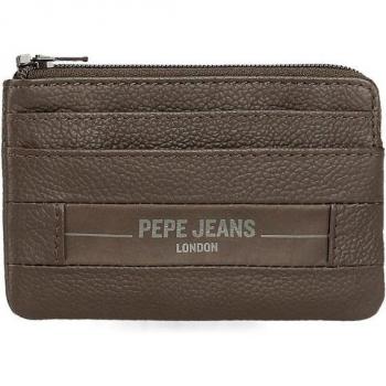 Pepe Jeans. Monedero de piel Checkbox Marrón