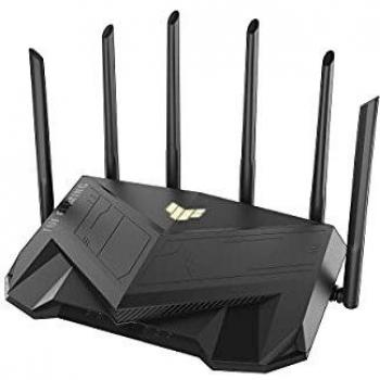 ASUS TUF Gaming AX5400 Dual Band Wifi 6 Router Gaming, 802.11ax, Game Mode, AiProtection Pro a Vita, Supporto AiMesh, LAN Gaming Port, Gear Accelerator, Adaptive QoS, Port Forwarding, Nero