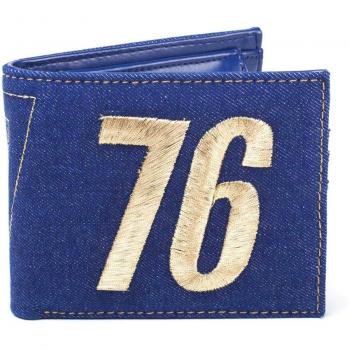 Difuzed Fallout Fallout 76 Embroidered Vault Vintage Denim Bi-Fold Wallet, Male, One Size, Blue (MW060533FAL)