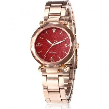 Reloj clásico de cuarzo para mujer con pulsera metálica y cristales