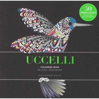 Uccelli. Black premium. Colouring book antistress