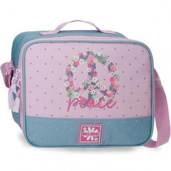 Roll Road. Bandolera porta alimentos Peace azul, rosa