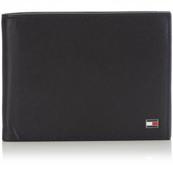 Tommy Hilfiger Billetera Hombre Eton Cc Flap And Coin Pocket de Cuero, Negro (Black), Onesize