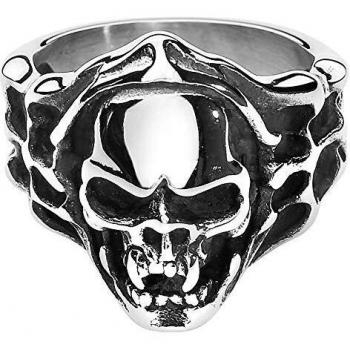 EtNox hard and heavy Evil Skull Anillo para Hombre L