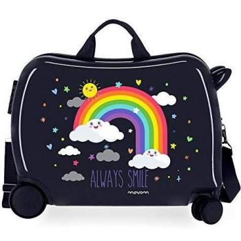 Enso Arcoiris Always Smile Maleta Infantil Azul 50x39x20 cms Rígida ABS Cierre combinación 38L 2,1Kgs 4 Ruedas Equipaje de Mano