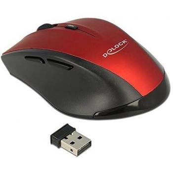 DeLock 12493 Mouse RF Wireless Ottico 1600 DPI Mano Destra Nero Rosso