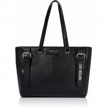 Bolso Tote Love Moschino Pebble Grain PU, Negro