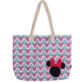 Cerdá, Bolso de playa de Minnie Mouse-100% Algodón Unisex niños, Rosa, 52 cm