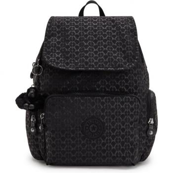 Mochila Kipling con cierre magnético estampado negro