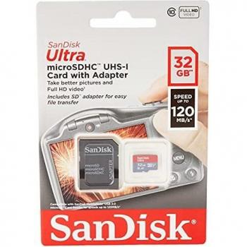 SanDisk Ultra 32 GB Scheda di Memoria microSDHC + Adattatore SD, con A1 App Performance, Velocità fino a 120 MB/sec, Classe 10, UHS-I