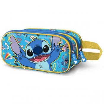 Estuche 3D Doble Lilo y Stitch Azul