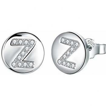 Pendientes Letra Inicial Z Plata de Ley 925 Hipoalergénicos con Circonita Cúbica