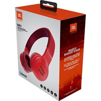 JBL JBLE45BTRED Cuffie Supra-aurali con Bluetooth, Ripiegabili con Microfono, Rosso
