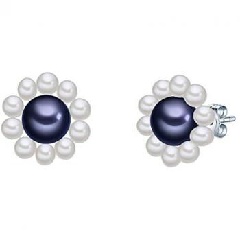 Valero Pearls Pendientes Lila Oscuro – Plata y Blanco Perla