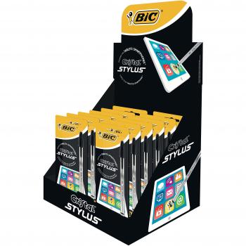 BIC Cristal Stylus Penna a Sfera 0,4 mm Singola Funzione Touchpen Nero Blister 12