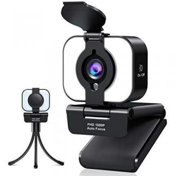 Webcam Full HD 1080P con Microfono Integrato e Luci ad Anello