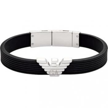 Pulsera Emporio Armani Elemental Link Negro-Plateado