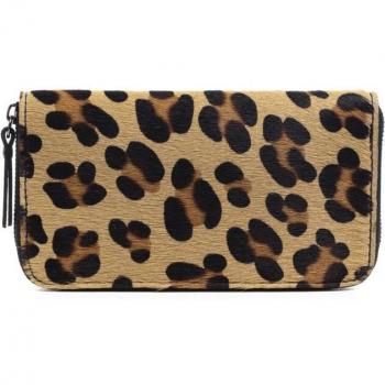 Cartera Stella de piel auténtica con estampado de leopardo