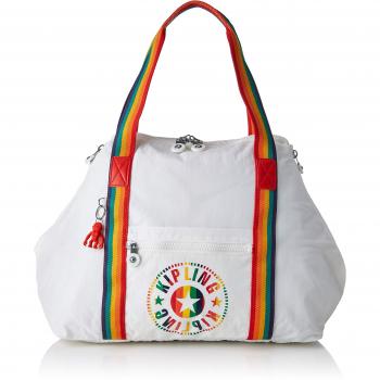 Kipling Art M Bolsa de Tela y Playa, 58 cm, 26 Liters, Blanco (Rainbow White)