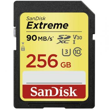 SanDisk Extreme 256GB – Scheda SDHC Classe 10 U3 V30 Velocità Lettura 90 MB/s