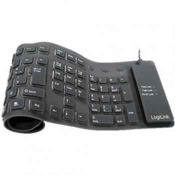 LogiLink Tastiera Flex Waterproof USB PS/2 QWERTY Nero