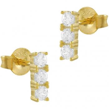 Pendientes Itemporality Tres Circonitas Oro Plata