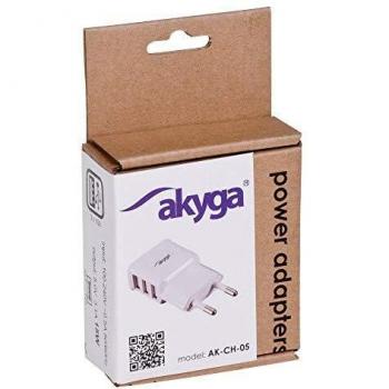 Akyga Caricatore USB Bianco per Dispositivi Mobili